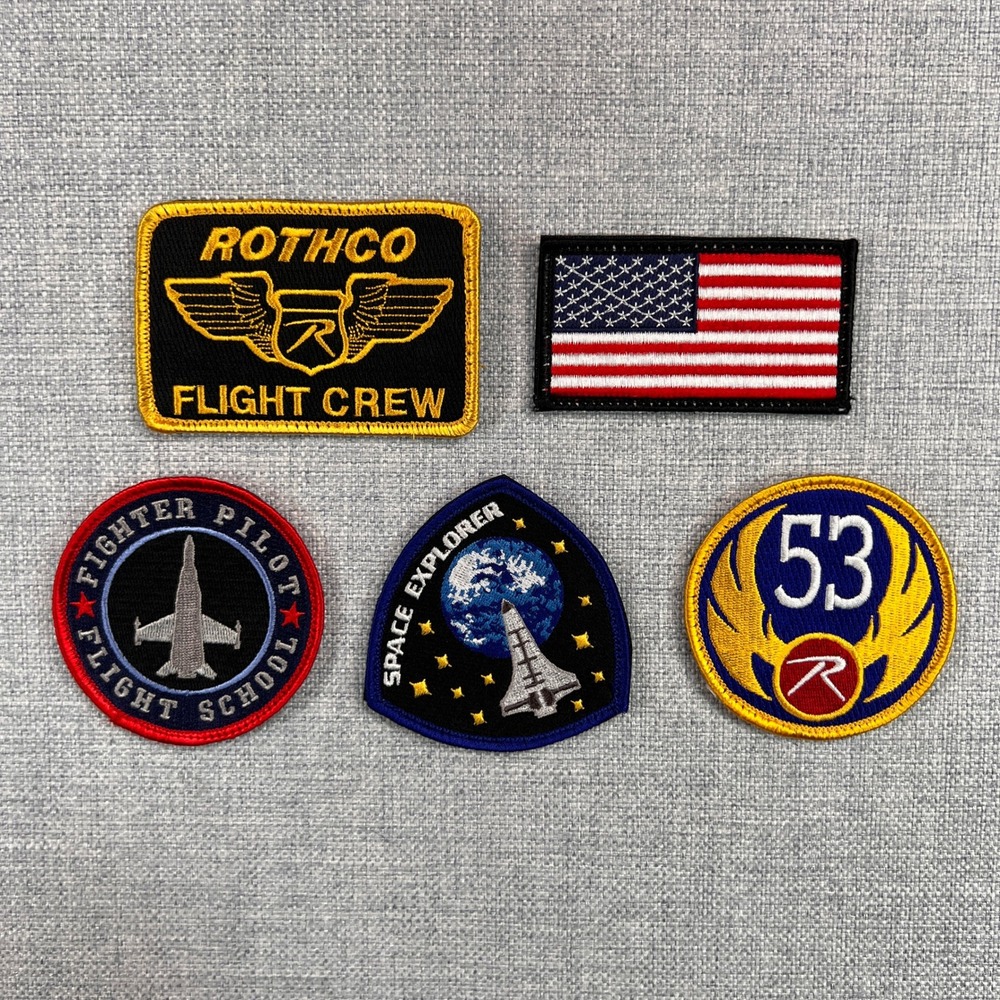 Lot of Rothco Morale Patches Hook Loop Back‎ USA Flag Flight Crew Fighter Pilot